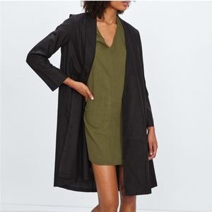 Raw Silk Notch Duster Coat